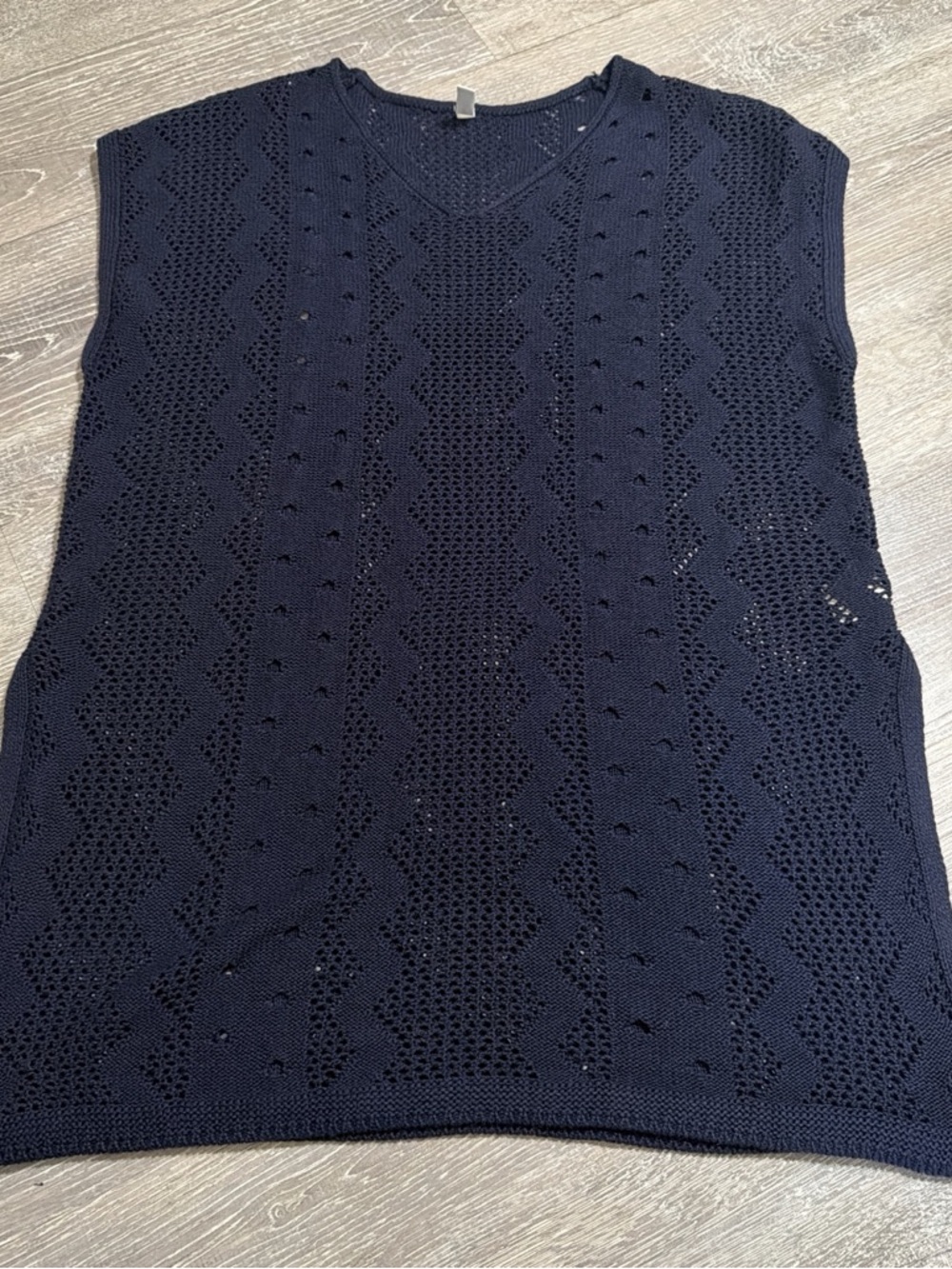 Navy Crochet V-Neck Swim Coverup Tunic
